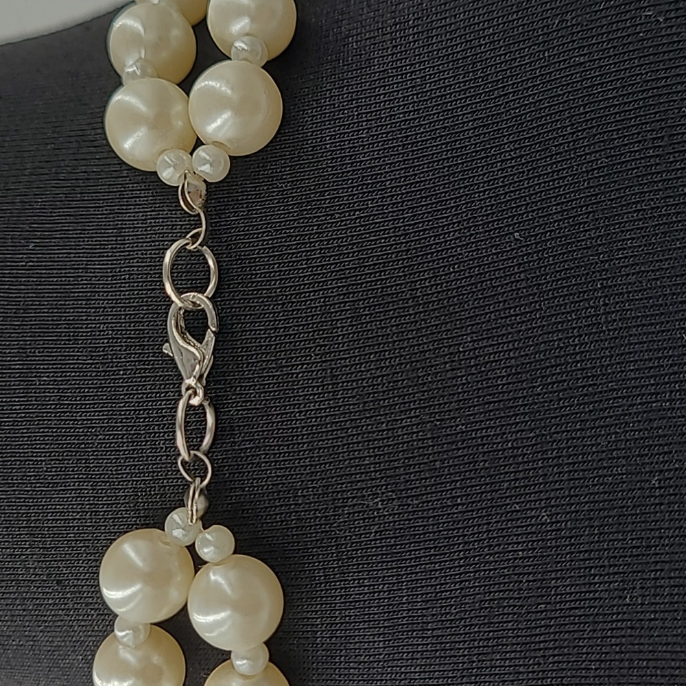 Faux Pearl Double Strand Necklace-13" - Picture 3 of 4